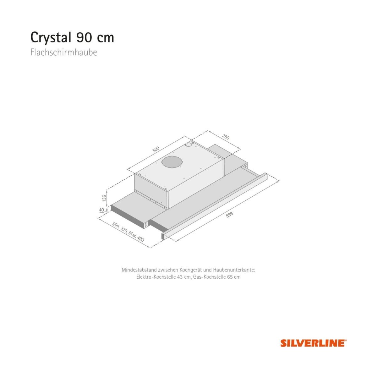Silverline CRF 900 E Crystal Flachschirmhaube 90cm EEK:D