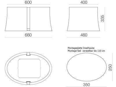 Falmec Zephiro E.ion Inselhaube Glas satiniert 66cm