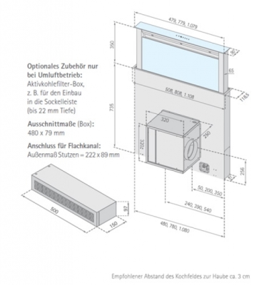 Silverline ARIT 120 S Apollo RF Intern Premium 111cm Tischhaube Edelstahl/Schwarzglas EEK:A