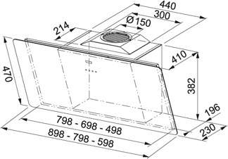 Franke FSMA 805 BK Smart Wandhaube Glas schwarz 80 EEK:A 110.0377.735