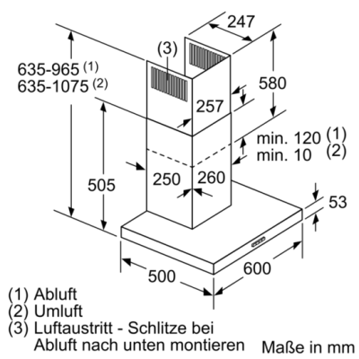 Siemens LC66BBM50 Wandhaube Edelstahl 60cm EEK:B