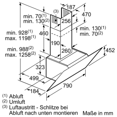 Siemens LC87KIM60 Wandhaube Glas schwarz 80cm EEK:B