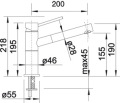 Blanco Alta S-F compact Chrom Hochdruck Zugauslauf Fensterarmatur 518413