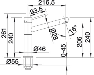 Blanco Alta compact chrom Festauslauf Niederdruck 518447