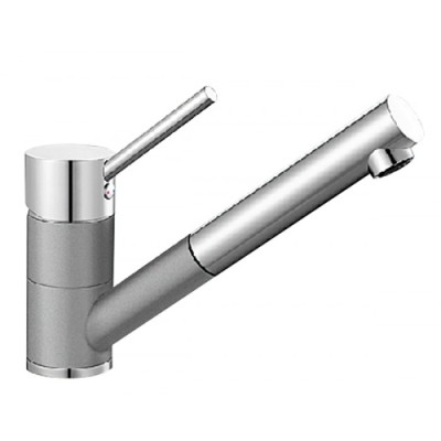 Blanco Antas-S Keramik-Look Chrom zweifarbig HD Zugauslauf alugrau 516074