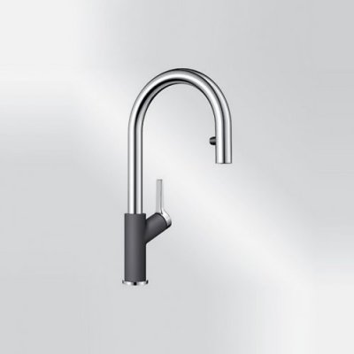 Blanco Carena-S Vario Silgranit felsgrau/chrom HD Zugauslauf 521359