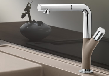 Blanco Yovis-S Silgranit/Chrom champagner/chrom HD Zugauslauf 518297