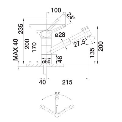 Blanco Tivo-S chrom/Silgranit HD Zugauslauf perlgrau 520755