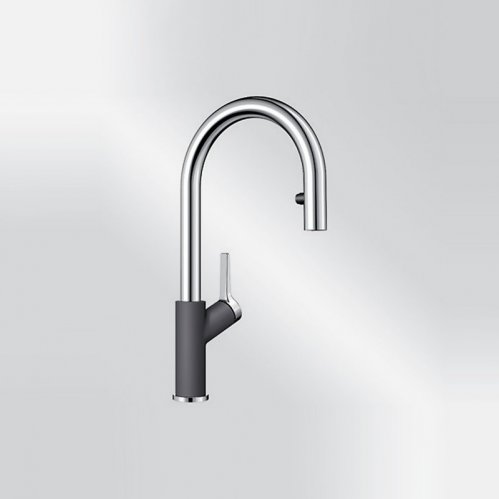 Blanco Carena-S Vario Silgranit felsgrau/chrom HD Zugauslauf 521359