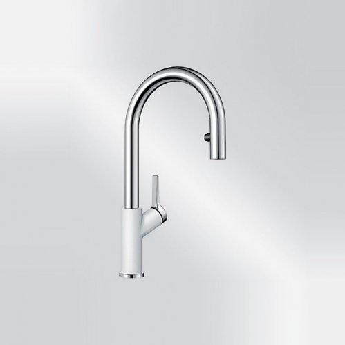 Blanco Carena-S Vario Silgranit silgranitweiß/chrom HD Zugauslauf 521368