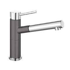 Blanco Alta-S Compact Silgranit/Chrom zweifarbig HD Zugauslauf felsgrau 518809
