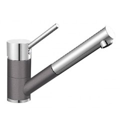 Blanco Antas-S Silgranit-Look chrom zweifarbig ND Niederdruck Zugauslauf felsgrau 518795