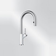 Blanco Carena-S Vario Silgranit silgranitweiß/chrom HD Zugauslauf 521368