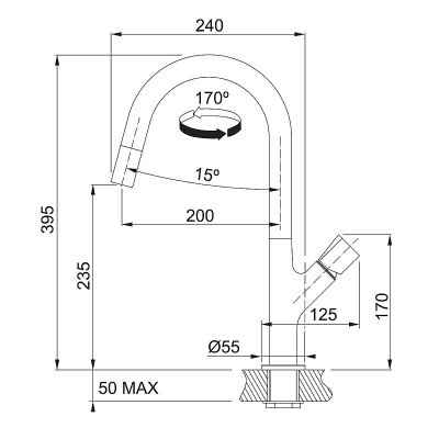 Franke Fluence chrom HD Festauslauf 115.0352.508