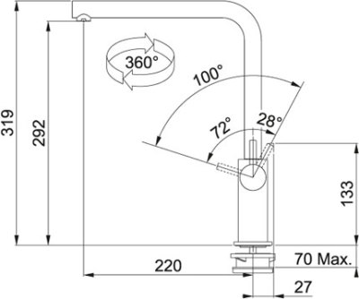 Franke Argos Chrom Zugauslauf HD 115.0259.703