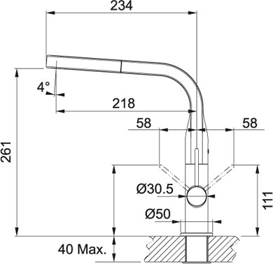 Franke Sinos Chrom Zugauslauf HD 115.0259.975
