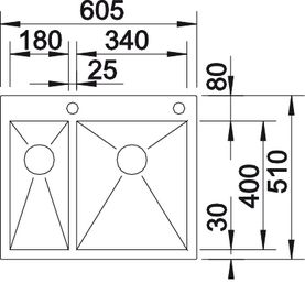 Blanco Zerox 340/180-IF/A Edelstahl Seidenglanz Einbauspüle mit Ablauffernbedienung 513701