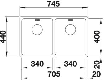 Blanco Andano 340/340-U Edelstahl Seidenglanz Unterbauspüle 520825