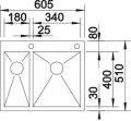 Blanco Zerox 340/180-IF/A Edelstahl Seidenglanz Einbauspüle mit Ablauffernbedienung 513701