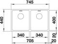 Blanco Andano 340/340-U Edelstahl Seidenglanz Unterbauspüle 520825