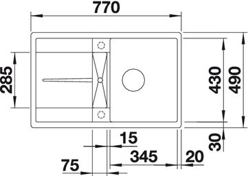 Blanco Metra 45 S-F felsgrau Silgranit Einbauspüle flächenbündig 519086