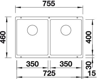Blanco Subline 350/350-U felsgrau Silgranit Unterbauspüle 523575