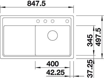Blanco Zenar 45 S-F anthrazit Silgranit Einbauspüle flächenbündig rechts 523811