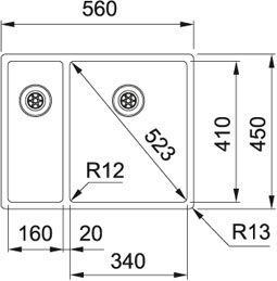 Franke Box BXX 260/160-34-16 Einbauspüle Edelstahl  127.0375.280