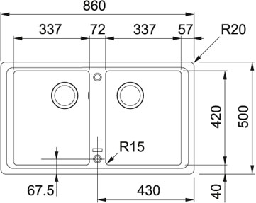 Franke Basis BFG 620 steingrau Fragranit Einbauspüle 114.0302.015