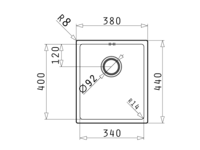 Pyramis Astris (34x40) UB Unterbaubecken Edelstahl poliert 100095001