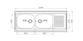 Pyramis Grando (150x60) 2B 1D Einbauspüle Edelstahl glatt 100523502 