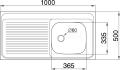Pyramis International (100x50) 1B 1D Narrow Auflagespüle Edelstahl glatt 100100002