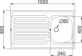 Pyramis International (100x60) 1B 1D Auflagespüle Edelstahl glatt 100103602