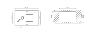 Pyramis Alazia (79x50) 1B 1D Pyragranite Einbauspüle snow 079810512
