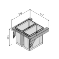 Pyramis Abfallsammler Frontauszug 45cm 2-fach 2x11L 038002501