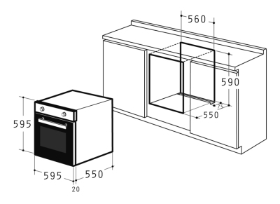 Pyramis 60IN 1006 Inox Einbau-Backofen EEK:A 034006701