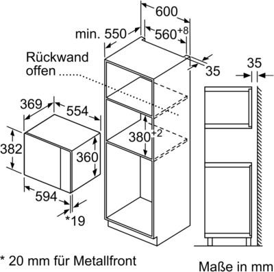 Neff HLAGD53N0 (HGB53) Einbau-Mikrowelle Edelstahl schwarz