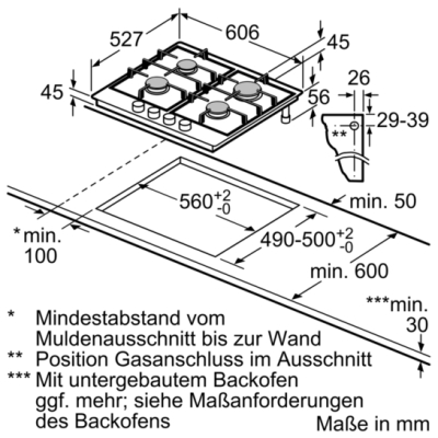 Bosch PRP6A6D70D Gaskochfeld schwarz 60cm