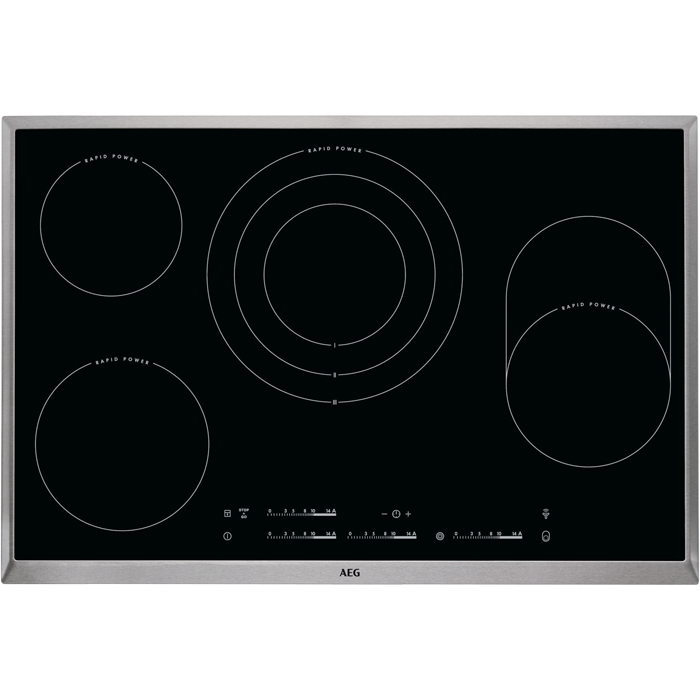 AEG HKC85487XB Glaskeramik-Kochfeld Edelstahl autark 80cm
