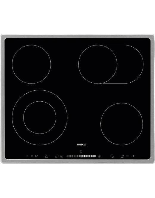Beko HIC 64503 TX Glaskeramik-Kochfeld 4-fach 60cm Edelstahlrahmen autark Beko HIC 64503 TX Glaskeramik-Kochfeld 4-fach 60cm Edelstahlrahmen autark