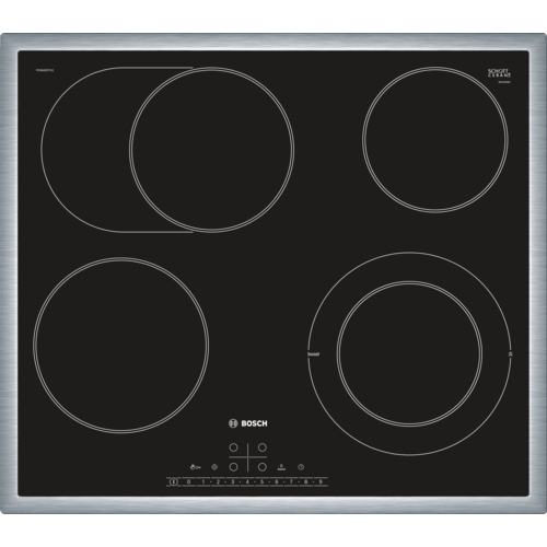 Bosch PKN645FP2E Glaskeramik-Kochfeld Edelstahl autark 60cm