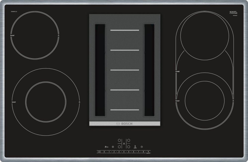 Bosch PKM845F11E Glaskeramik-Kochfeld mit integriertem Abzug Edelstahl 80cm