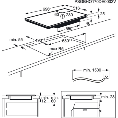 AEG IKE74471XB Induktionskochfeld Edelstahl FlexiBridge autark 70cm