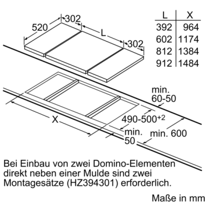 Siemens EX375FXB1E Domino-Induktionskochfeld Facette 30cm autark