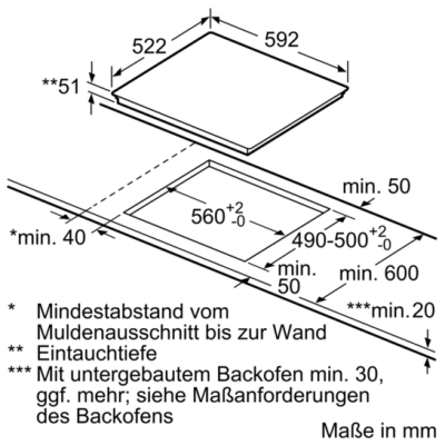 Siemens EU611BEB2E Induktions-Kochfeld rahmenlos autark 60cm