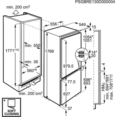 AEG SCE818E5TC Einbau-Kühlgefrierkombination Festtür EEK:E