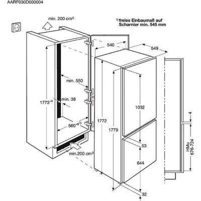 AEG SCB418F3LS Einbau-Kühl-Gefrierkombination Schlepptür EEK:F