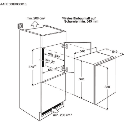 AEG SKB588E1AS Einbau-Kühlschrank Schlepptür EEK:E