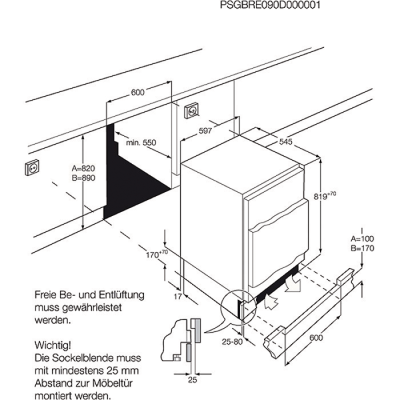 AEG SFB682E1AF  Unterbau-Kühlschrank Festtür EEK:E