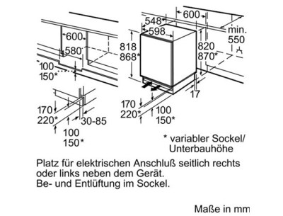 Bosch KUR15AFF0 Unterbau-Kühlschrank EEK:F